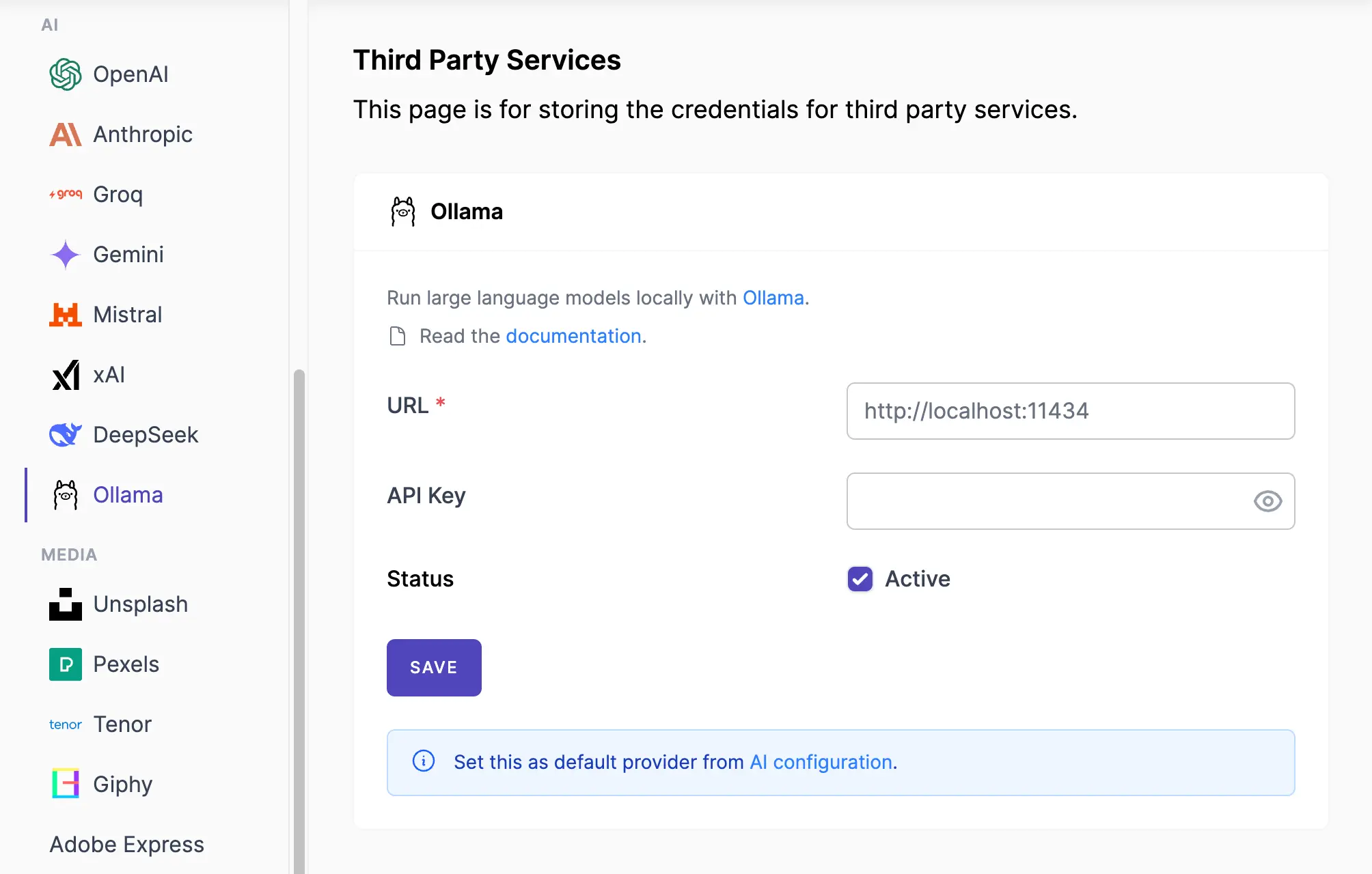 Ollama Service Form