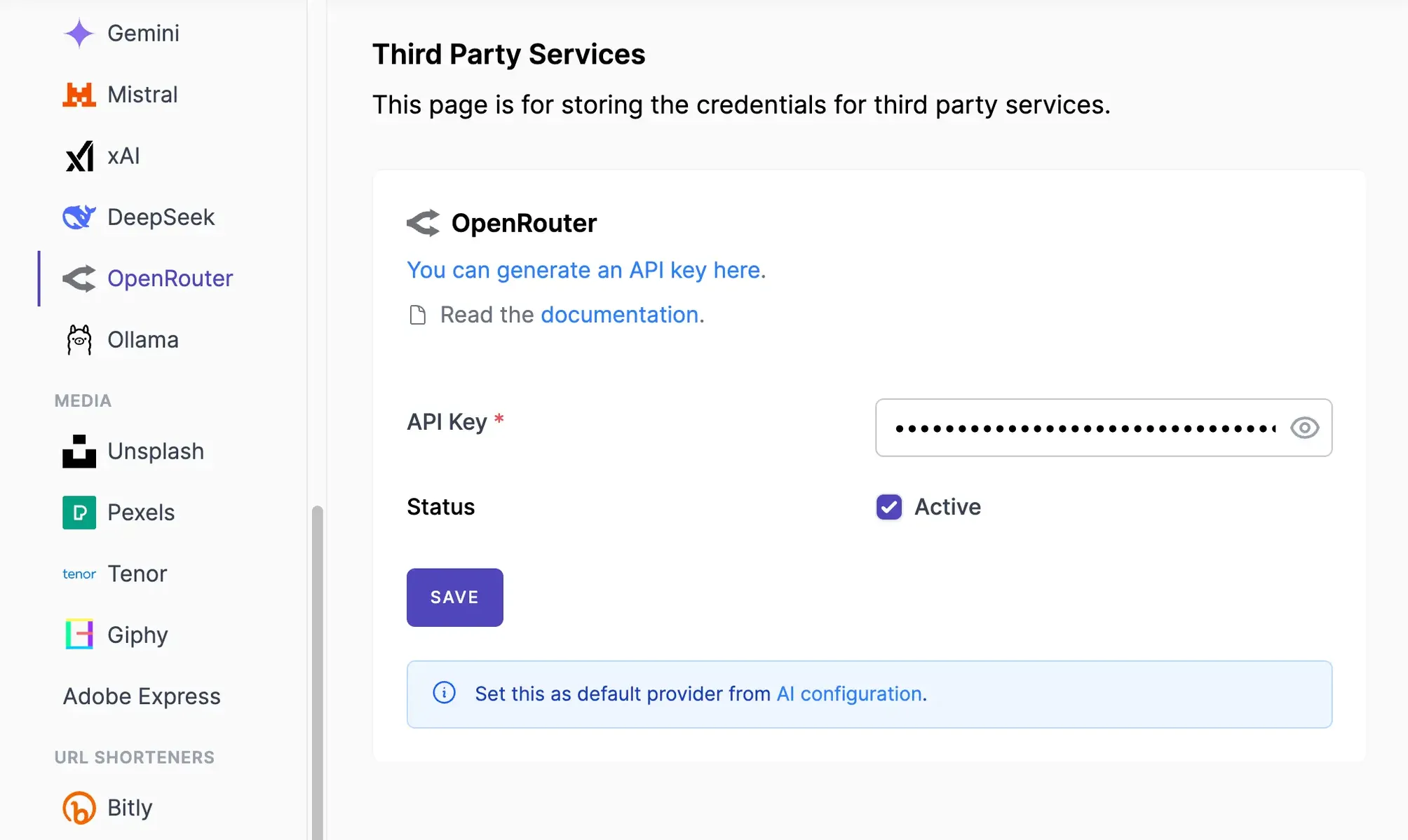 OpenRouter Service Form